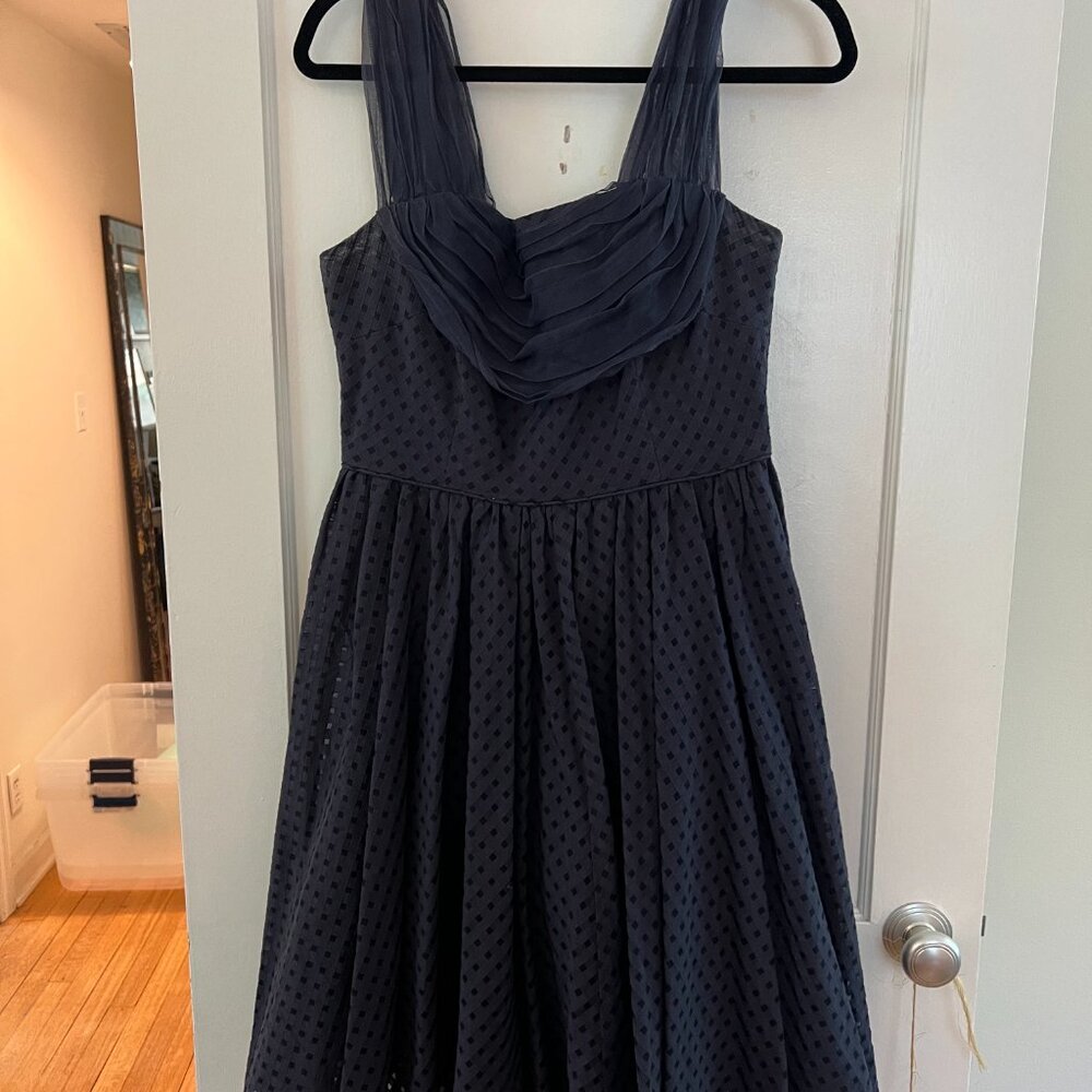 Anthropologie Girls from Savoy Navy Textured Midi Dress | Size 10